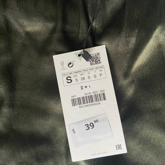 NWT Zara Satin Effect Pants - Green - Size Small - Picture 4 of 4